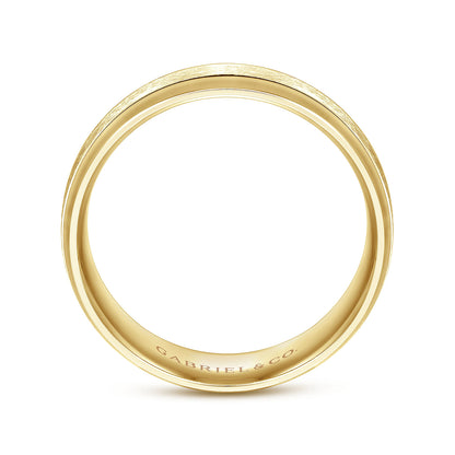 Gabriel & Co Yellow Gold Domed Wedding Band With A Satin Center And Polished Beveled Edges - Gold Wedding Bands - Men's