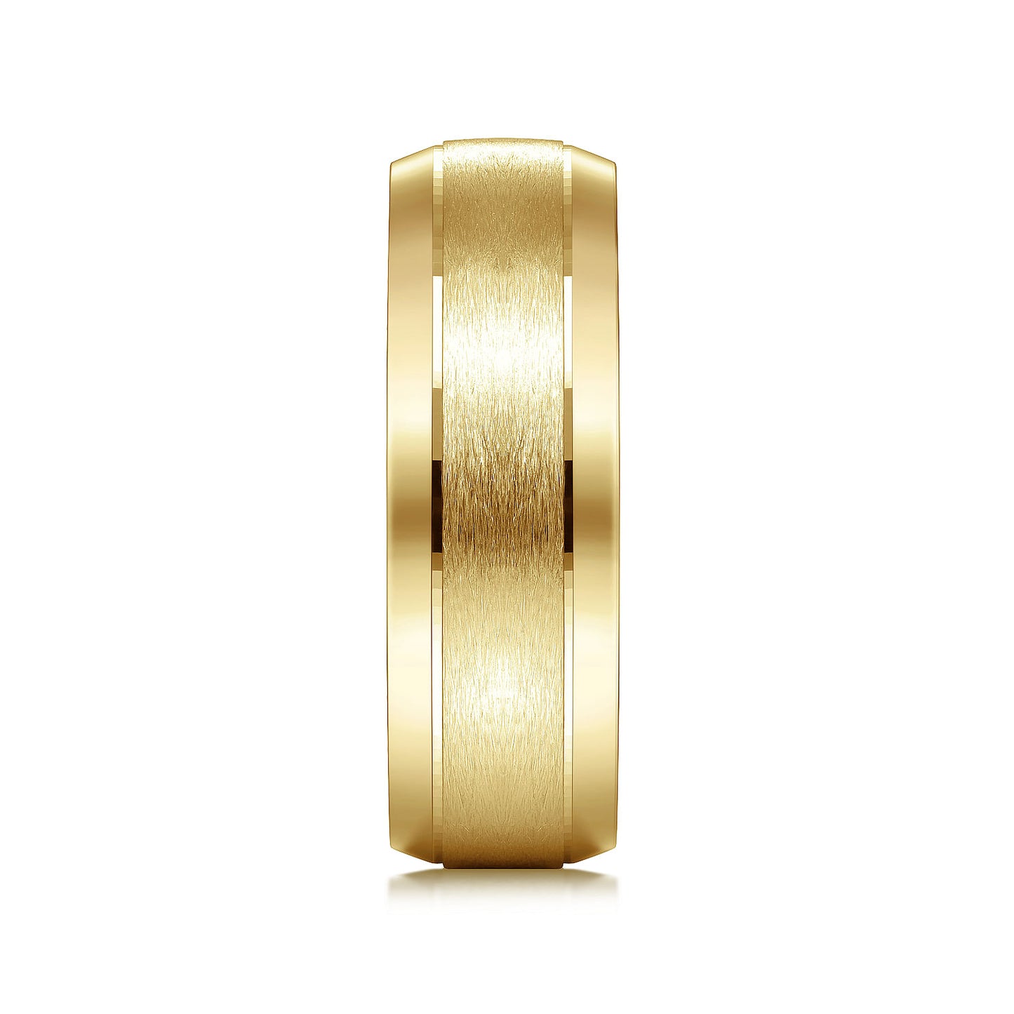 Gabriel & Co Yellow Gold Domed Wedding Band With A Satin Center And Polished Beveled Edges - Gold Wedding Bands - Men's