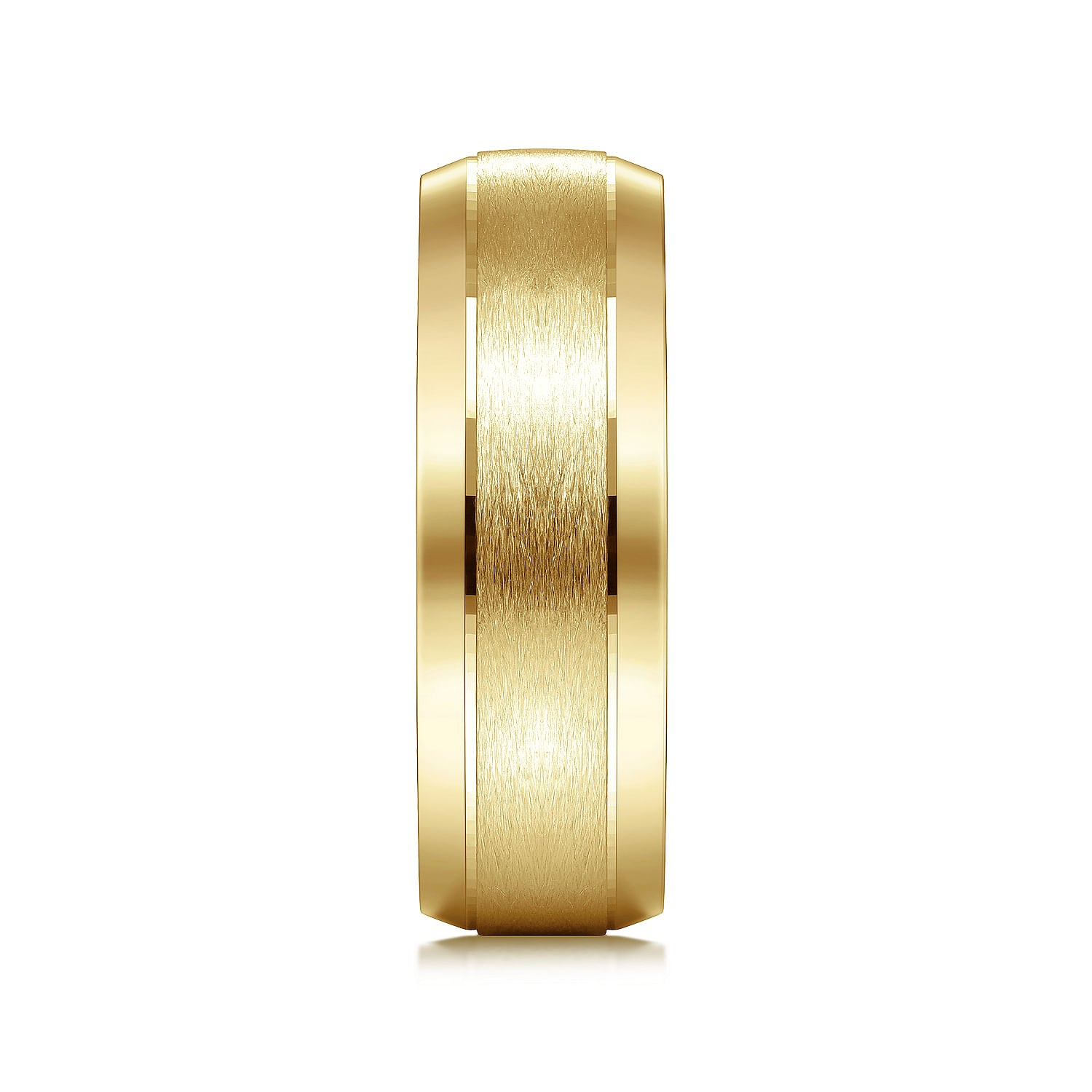 Gabriel & Co Yellow Gold Domed Wedding Band With A Satin Center And Polished Beveled Edges - Gold Wedding Bands - Men's