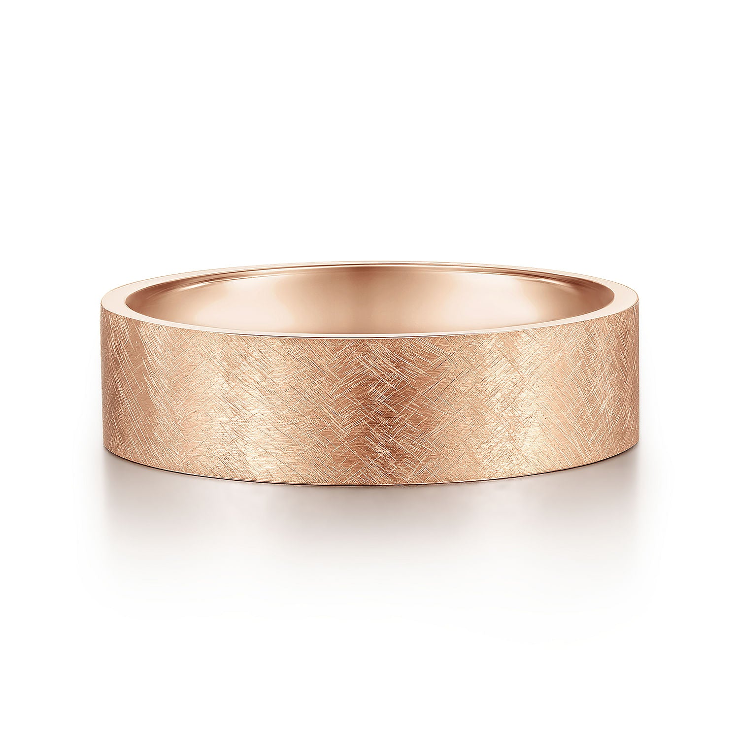 Gabriel & Co Rose Gold Wedding Band With A Brushed Finish - Gold Wedding Bands - Men's