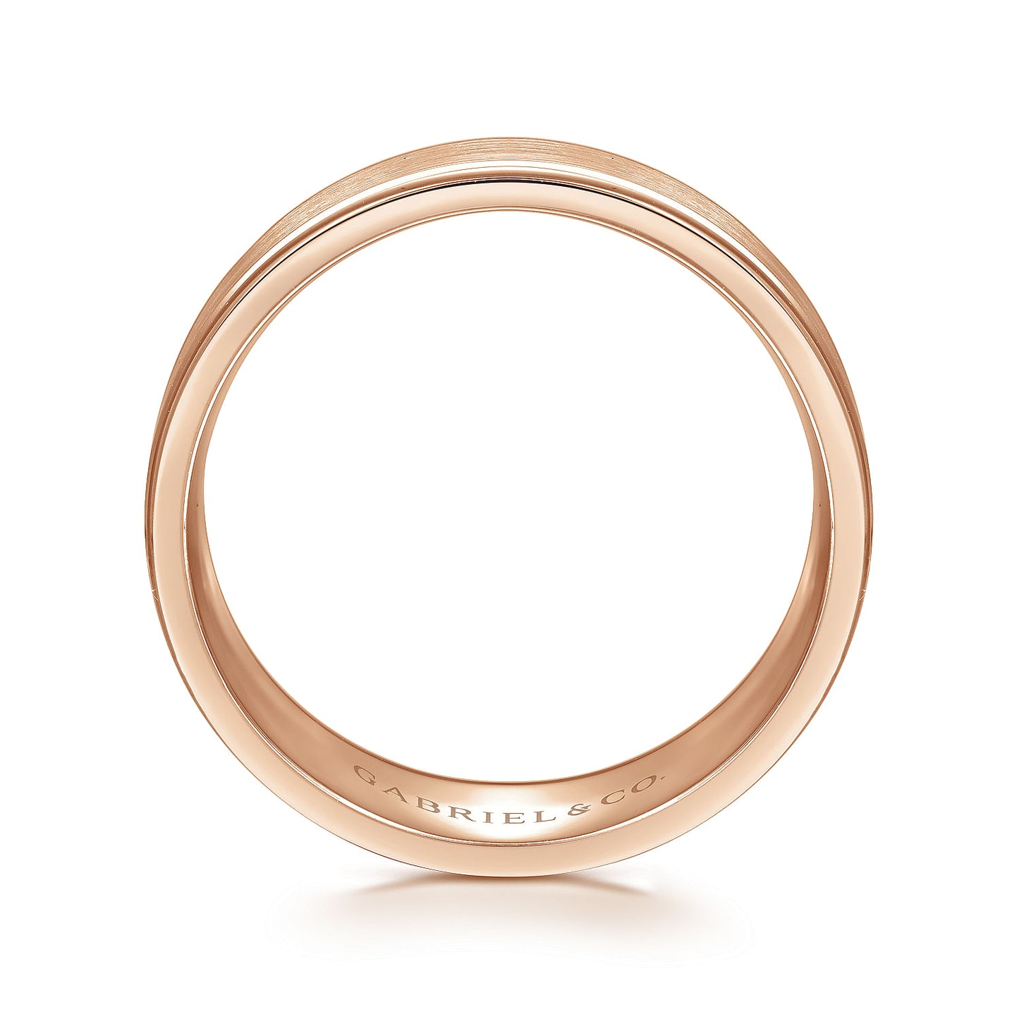 Gabriel & Co Rose Gold Wedding Band With A Satin Center And Polished Edges - Gold Wedding Bands - Men's