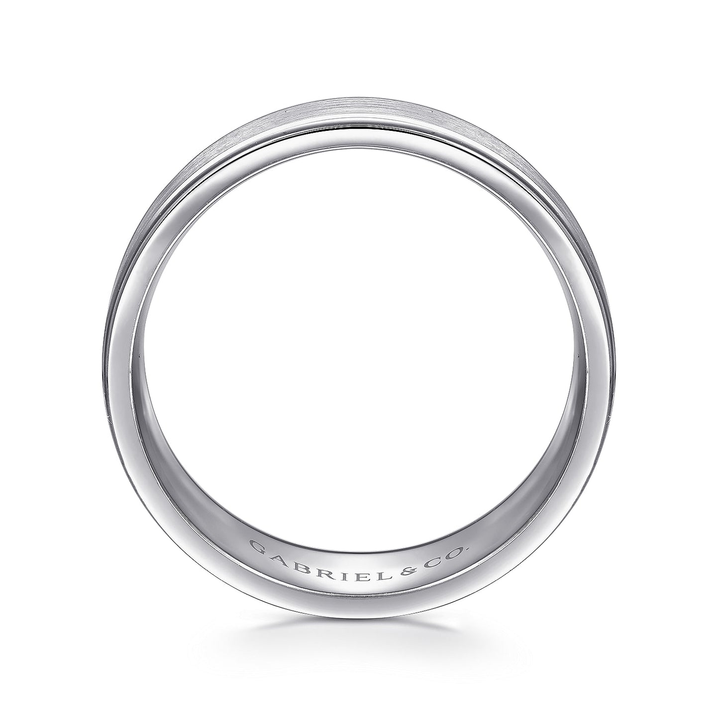 Gabriel & Co White Gold Wedding Band With A Satin Center And Polished Edges - Gold Wedding Bands - Men's