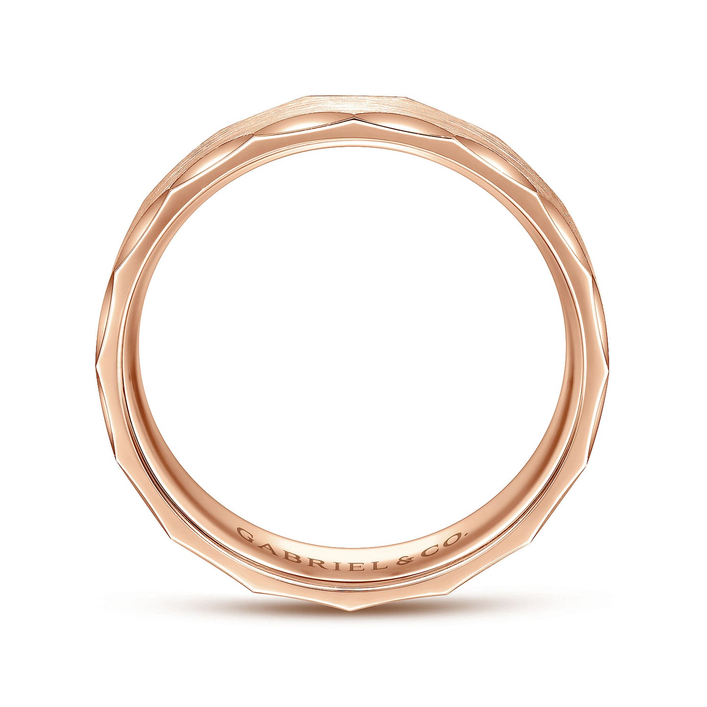 Gabriel & Co Rose Gold Wedding Band With Grooved Edges - Gold Wedding Bands - Men's