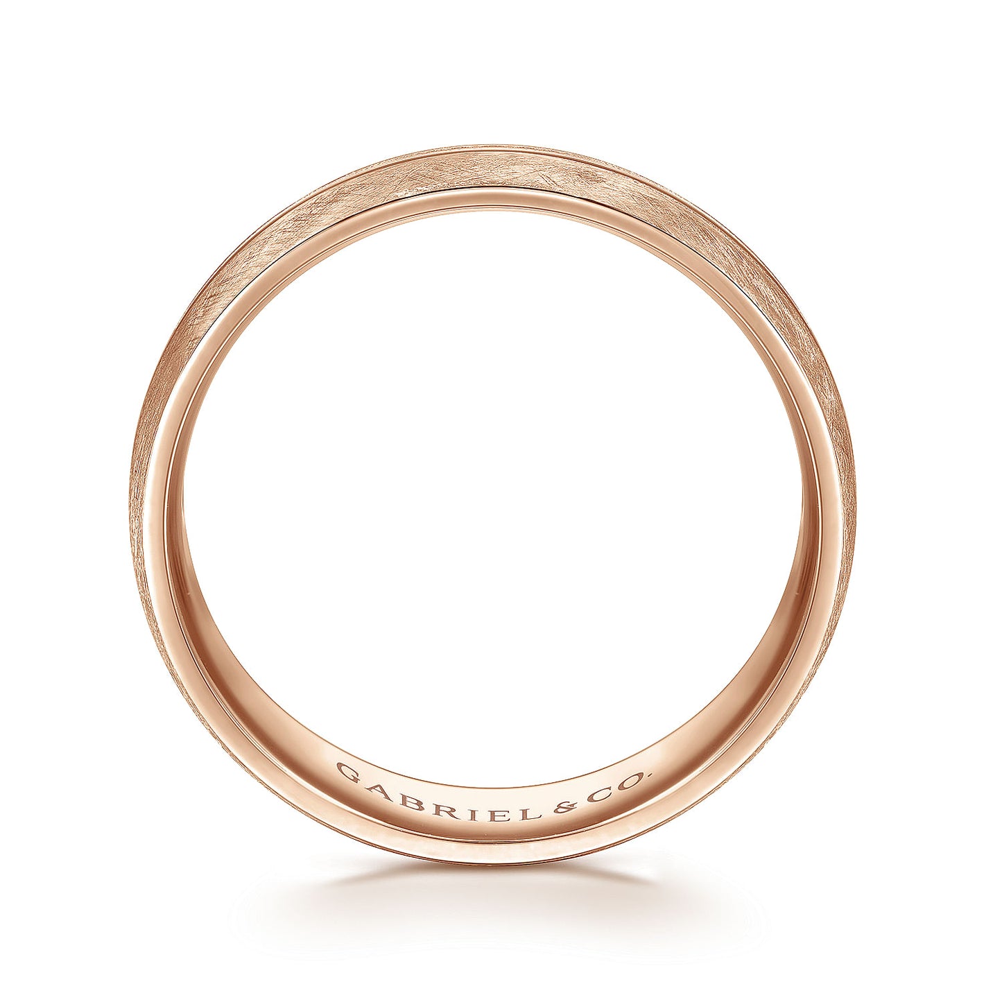 Gabriel & Co Rose Gold Wedding Band With A Polished Center Accent And A Brushed Texture - Gold Wedding Bands - Men's