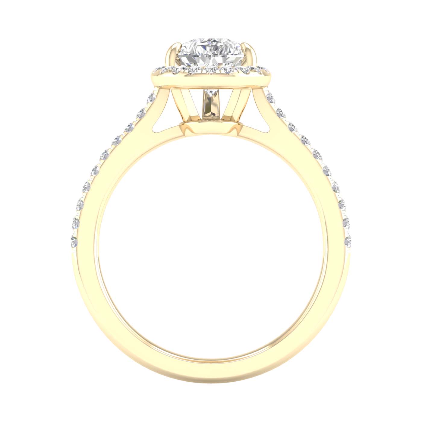 Yellow Gold Laboratory Grown Pear Shape Halo Engagement Ring