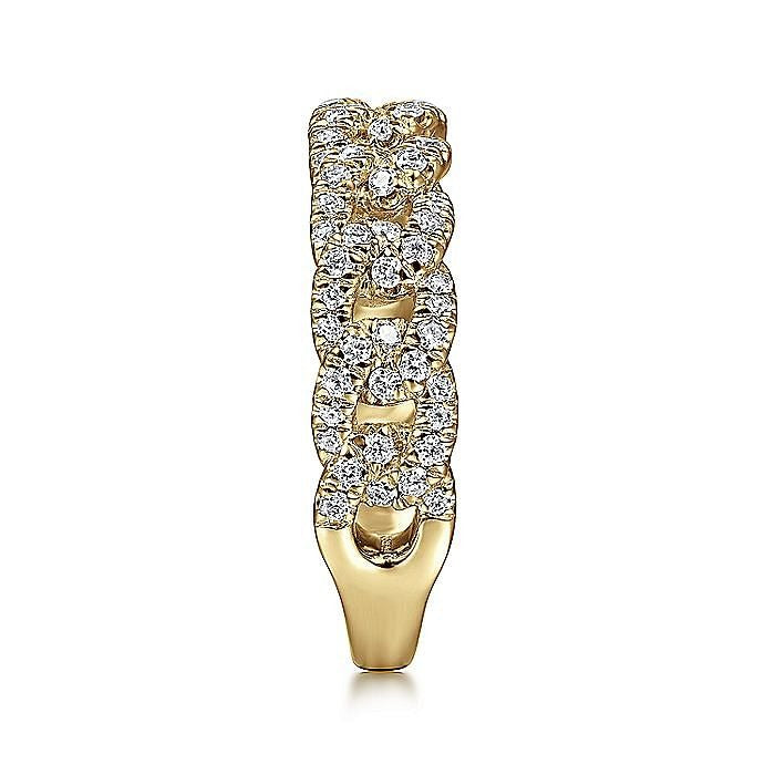 Gabriel & Co. 14 Karat Yellow Gold Diamond Chain Link Stackable Ring - Diamond Fashion Rings - Women's