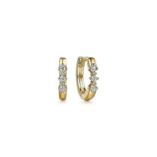 Gabriel & Co. Yellow Gold Diamond Huggie Hoop Earrings