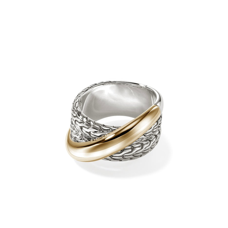 John Hardy Sterling Silver & Yellow Gold Essential Crossover Ring