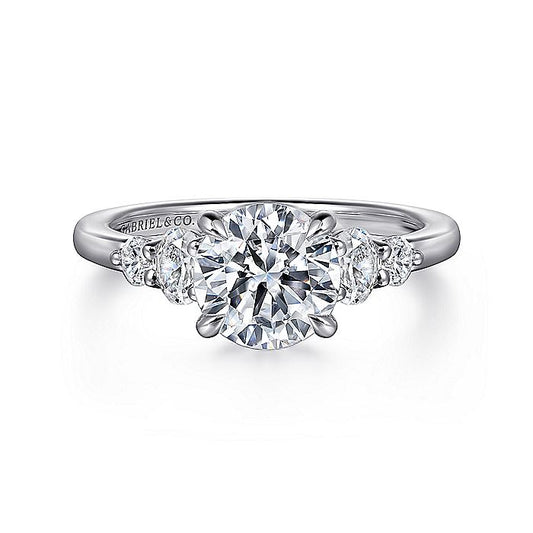 Gabriel & Co. White Gold Round Five Stone Semi-Mount Engagement Ring - Diamond Semi-Mount Rings