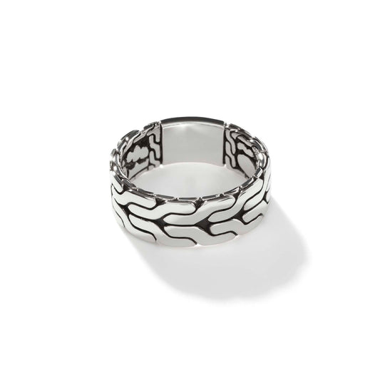 John Hardy Sterling Silver Carved Chain Band Ring