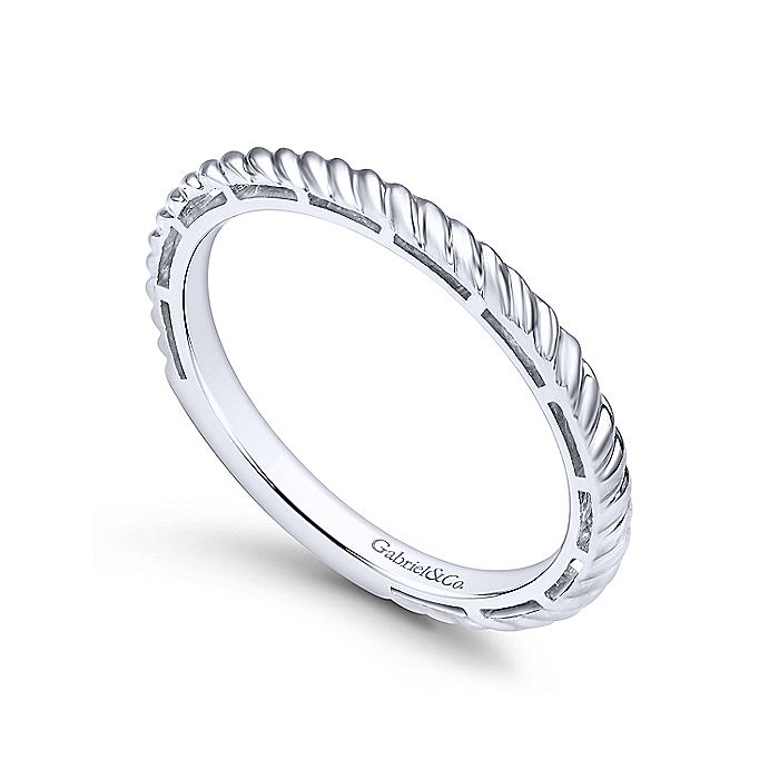 Gabriel & Co White Gold Twisted Rope Stackable Ring - Gold Wedding Bands - Women's