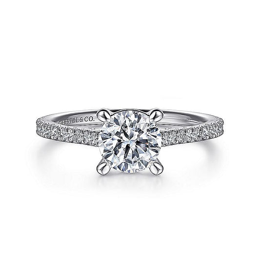 Gabriel & Co. 14 Karat White Gold Round Semi-Mount Engagement Ring - Diamond Semi-Mount Rings