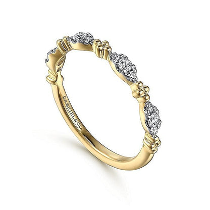 Gabriel & Co. Yellow Gold Diamond Marquise Shape Bujukan Stackable Ring