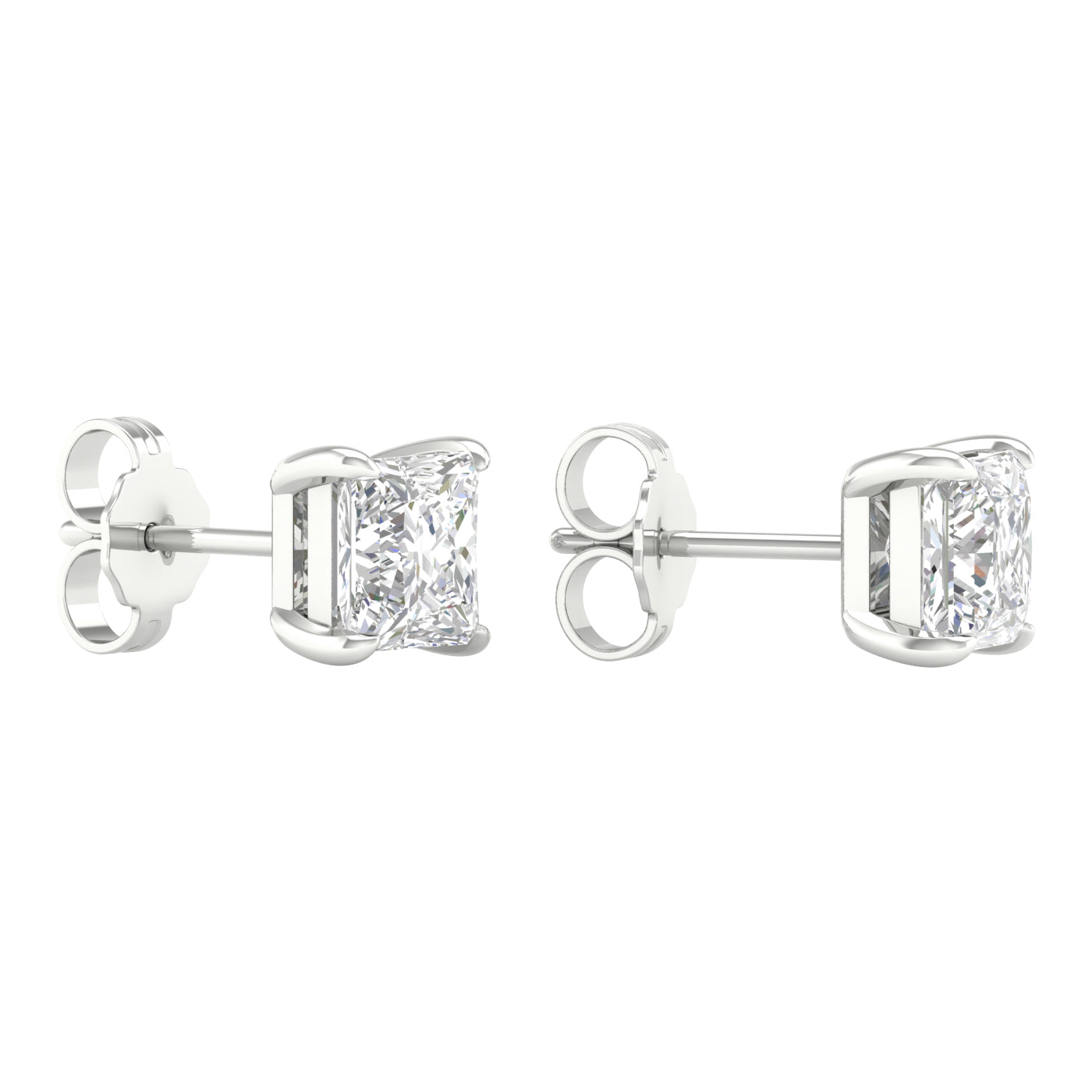 White Gold Laboratory Grown Princess Stud Earrings