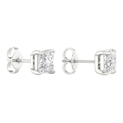 White Gold Laboratory Grown Princess Stud Earrings