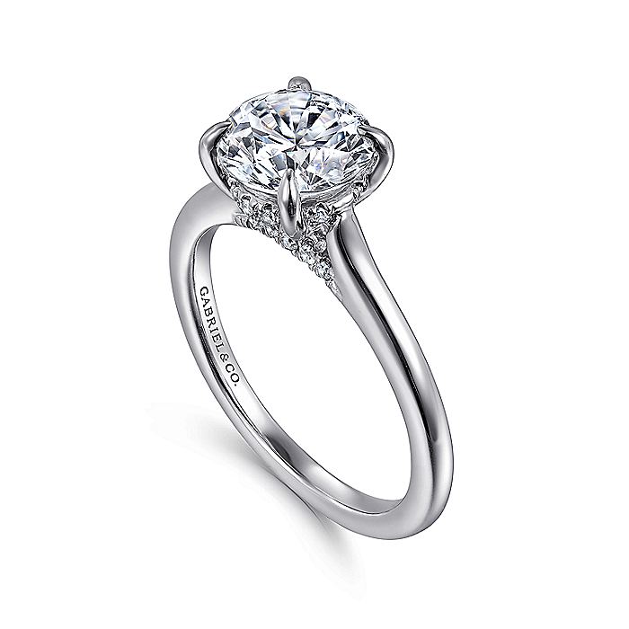 Gabriel & Co. White Gold Round Hidden Halo Semi-Mount Engagement Ring - Diamond Semi-Mount Rings