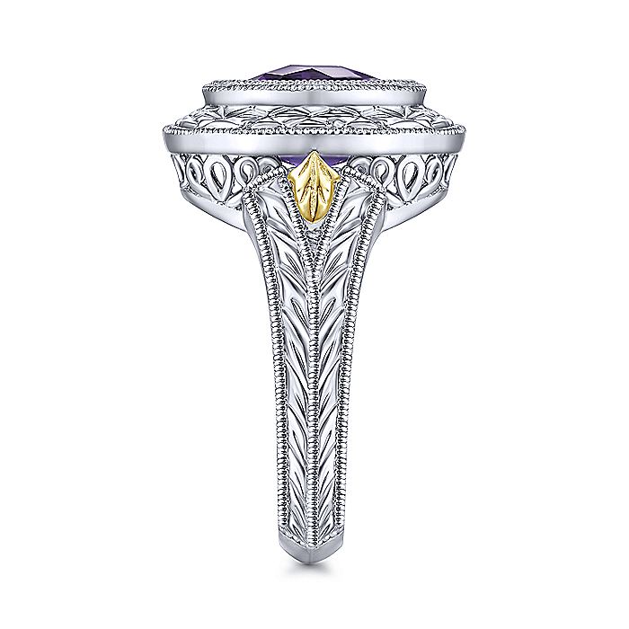 Gabriel & Co Sterling Silver And Yellow Gold Amethyst Fashion Ring - Colored Stone Rings - Women's