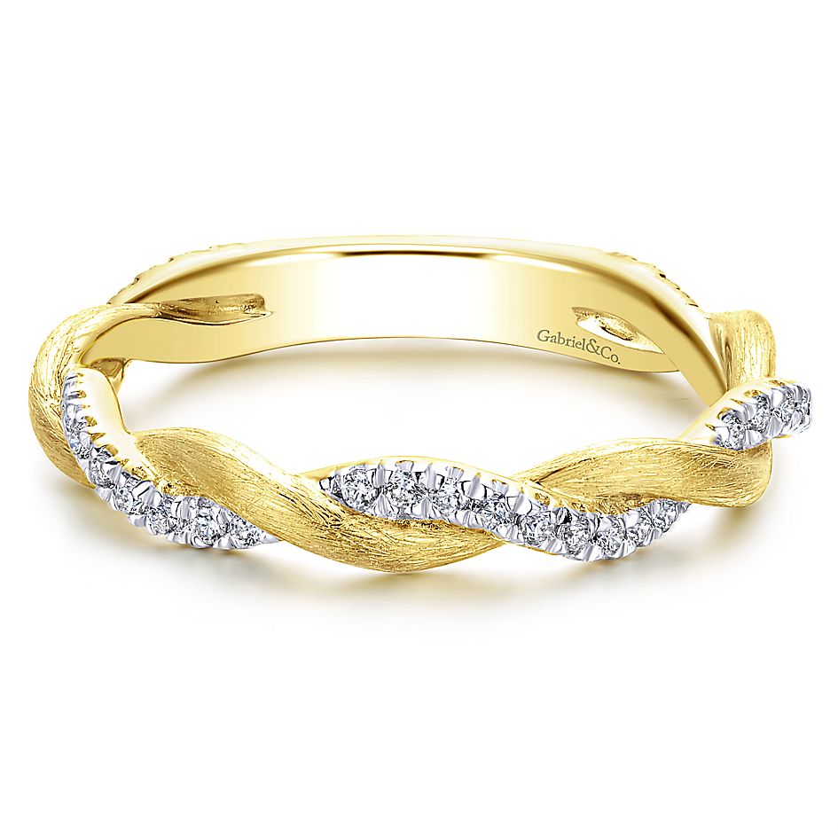 Gabriel & Co Yellow Gold Twisted Diamond Stackable Ring - Diamond Fashion Rings - Women's