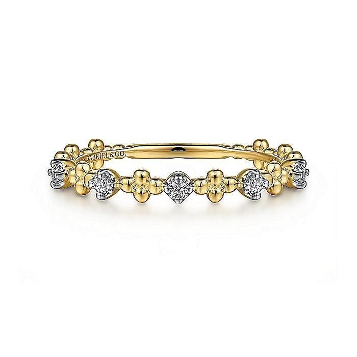 Gabriel & Co.Yellow Gold Diamond and Bujukan Bead Station Ring - Diamond Fashion Rings - Women's