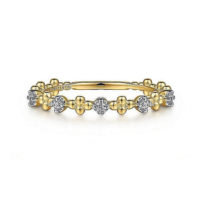 Gabriel & Co.Yellow Gold Diamond and Bujukan Bead Station Ring - Diamond Fashion Rings - Women's