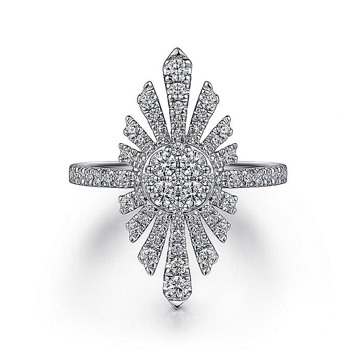 Gabriel & Co White Gold Diamond Starburst Ring - Diamond Fashion Rings - Women's