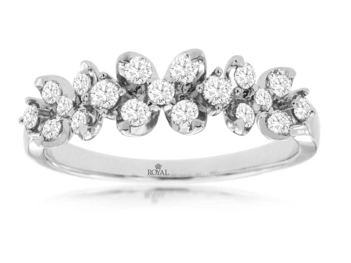 White Gold Scattered Diamond Band - Diamond Fashion Rings - Women's
