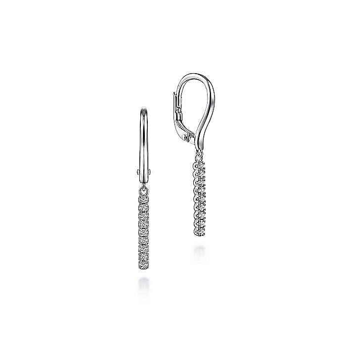 Gabriel & Co. White Gold Diamond Bar Drop Leverback Earrings - Diamond Earrings