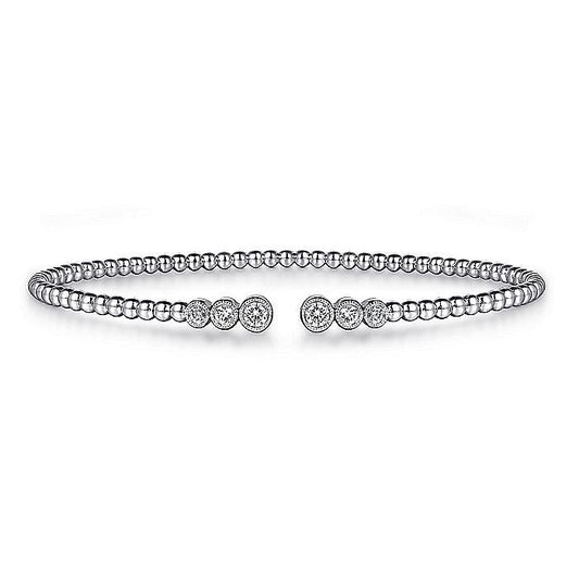 Gabriel & Co. 14 Karat White Gold Diamond Split Bujukan Bangle Bracelet - Diamond Bracelets