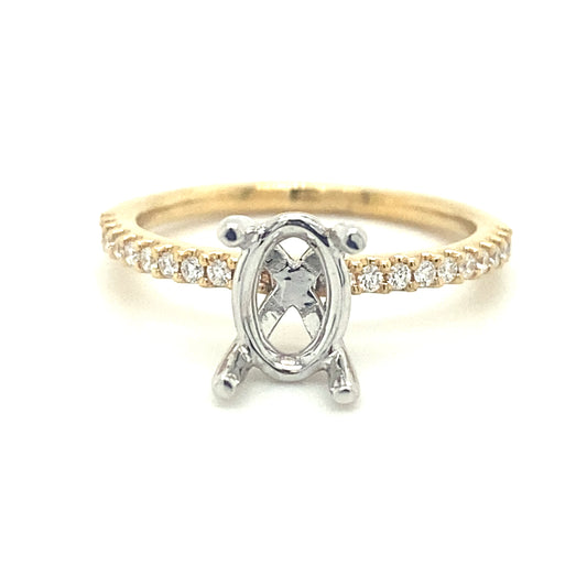 Gabriel & Co Yellow And White Gold Oval Semi-Mount Engagement Ring - Diamond Semi-Mount Rings