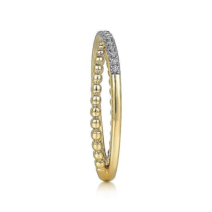 Gabriel & Co Yellow Gold Bujukan Pavé Diamond Criss Cross Stackable Ring - Diamond Fashion Rings - Women's