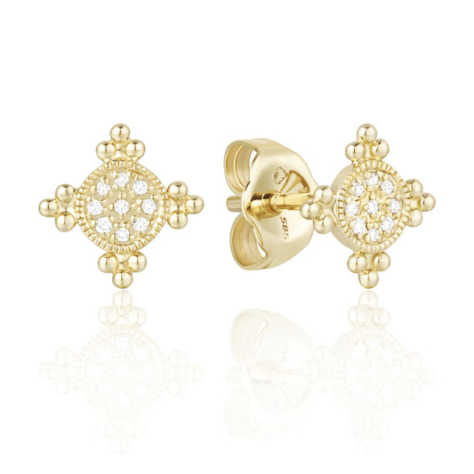 Luvente Yellow Gold Diamond Earrings