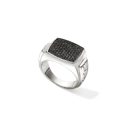 John Hardy Sterling Silver Black Sapphire Signet Ring