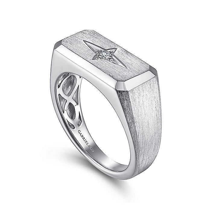 Gabriel & Co Sterling Silver North Star Ring - Gents Silver Ring