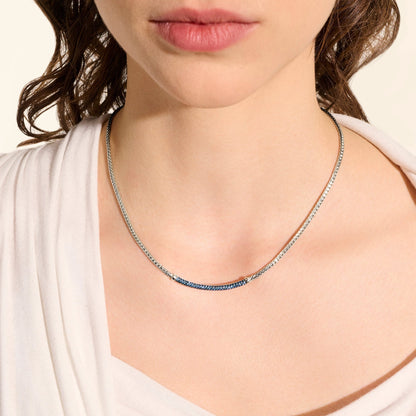 John Hardy Sterling Silver Essential Pavé Blue Sapphire Necklace