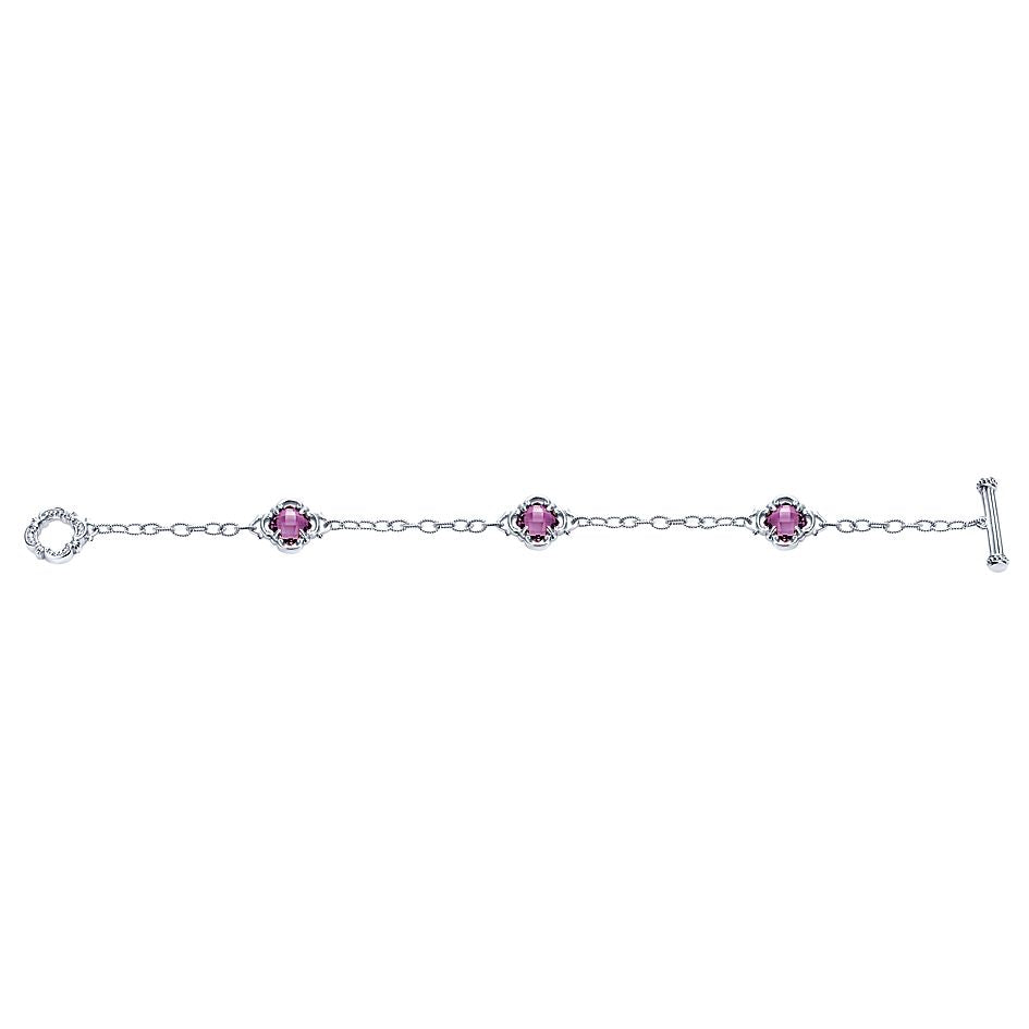 Gabriel & Co Silver Textured Amethyst Bracelet - Colored Stone Bracelets