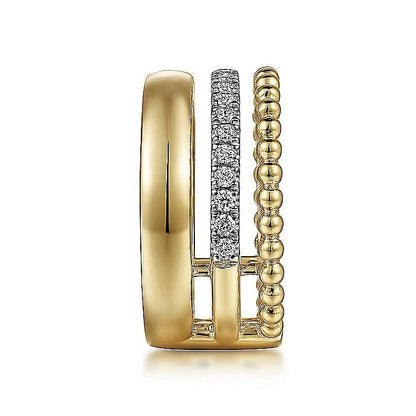 Gabriel & Co. Yellow and White Gold Diamond Bujukan Stacked Ring - Diamond Fashion Rings - Women's