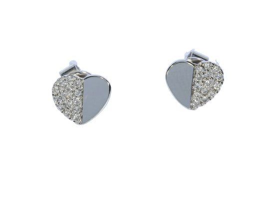 White Gold Diamond Heart Stud Earrings - Diamond Earrings