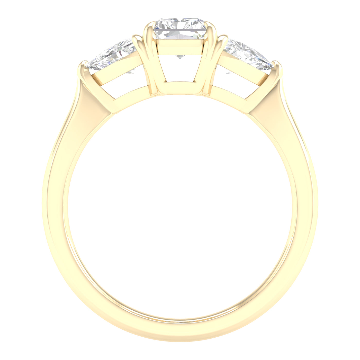 Yellow Gold Three Stone Radiant Cut Laboratory Grown Engagement Ring - Diamond Engagement Rings