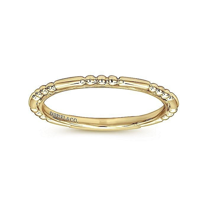 Gabriel & Co Yellow Gold Ball and Bar Station Band - Gold Fashion Rings - Women's