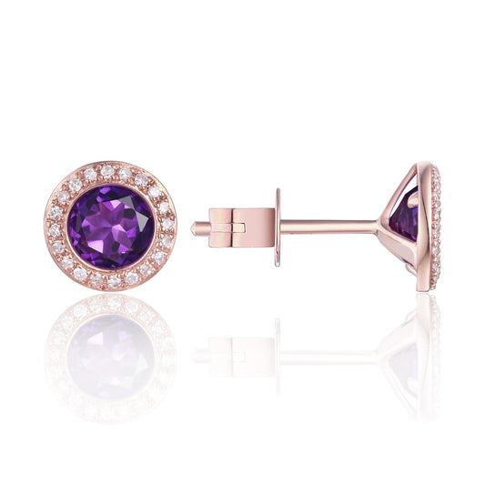 Rose Gold Amethyst and Diamond Earrings