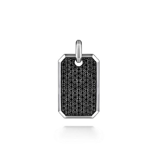 Gabriel & Co Sterling Silver Black Spinel Dog Tag Pendant