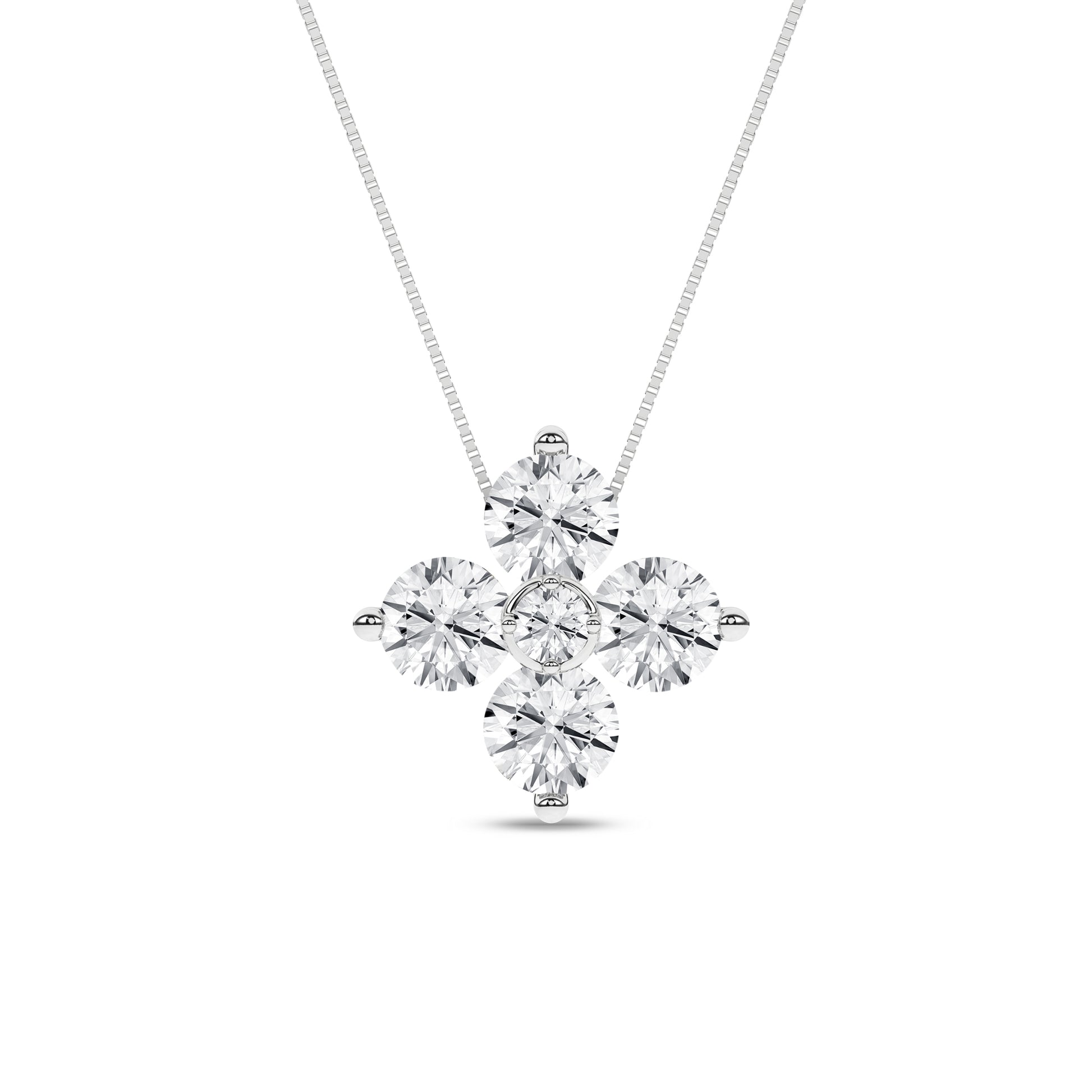 White Gold Laboratory Grown Diamond Petal Pendant - Diamond Pendants