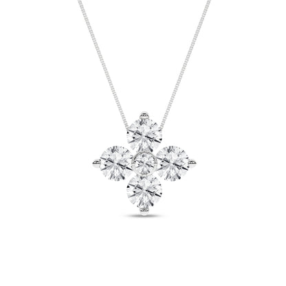 White Gold Laboratory Grown Diamond Petal Pendant - Diamond Pendants