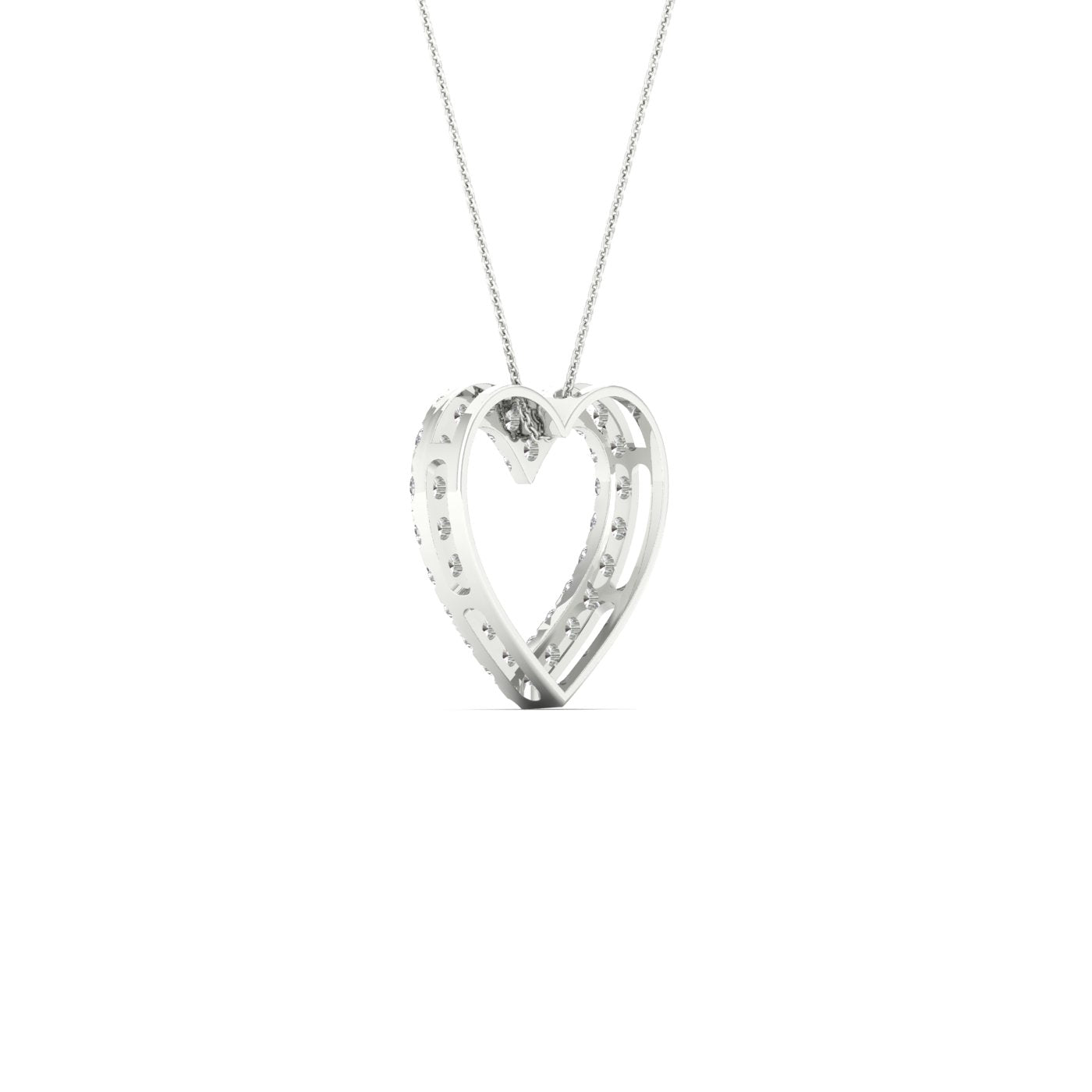 White Gold Laboratory Grown Diamond Heart Pendan - Diamond Pendants