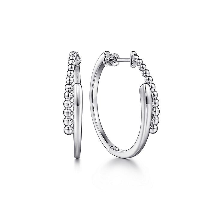 Gabriel & Co Sterling Silver 30mm Bujukan Bypass Hoop Earrings - Silver Earrings