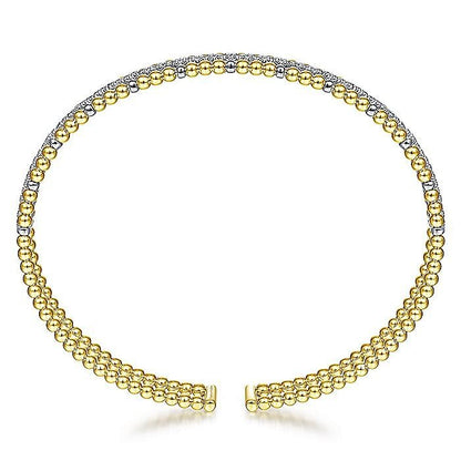 Gabriel & Co. Yellow and White Gold Diamond Diamond Bujukan Stacked Cuff Bangle Bracelet - Diamond Bracelets