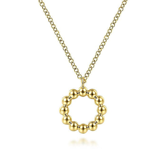 Gabriel & Co Yellow Gold Bujukan Bead Open Circle Pendant Necklace - Gold Pendants / Charms