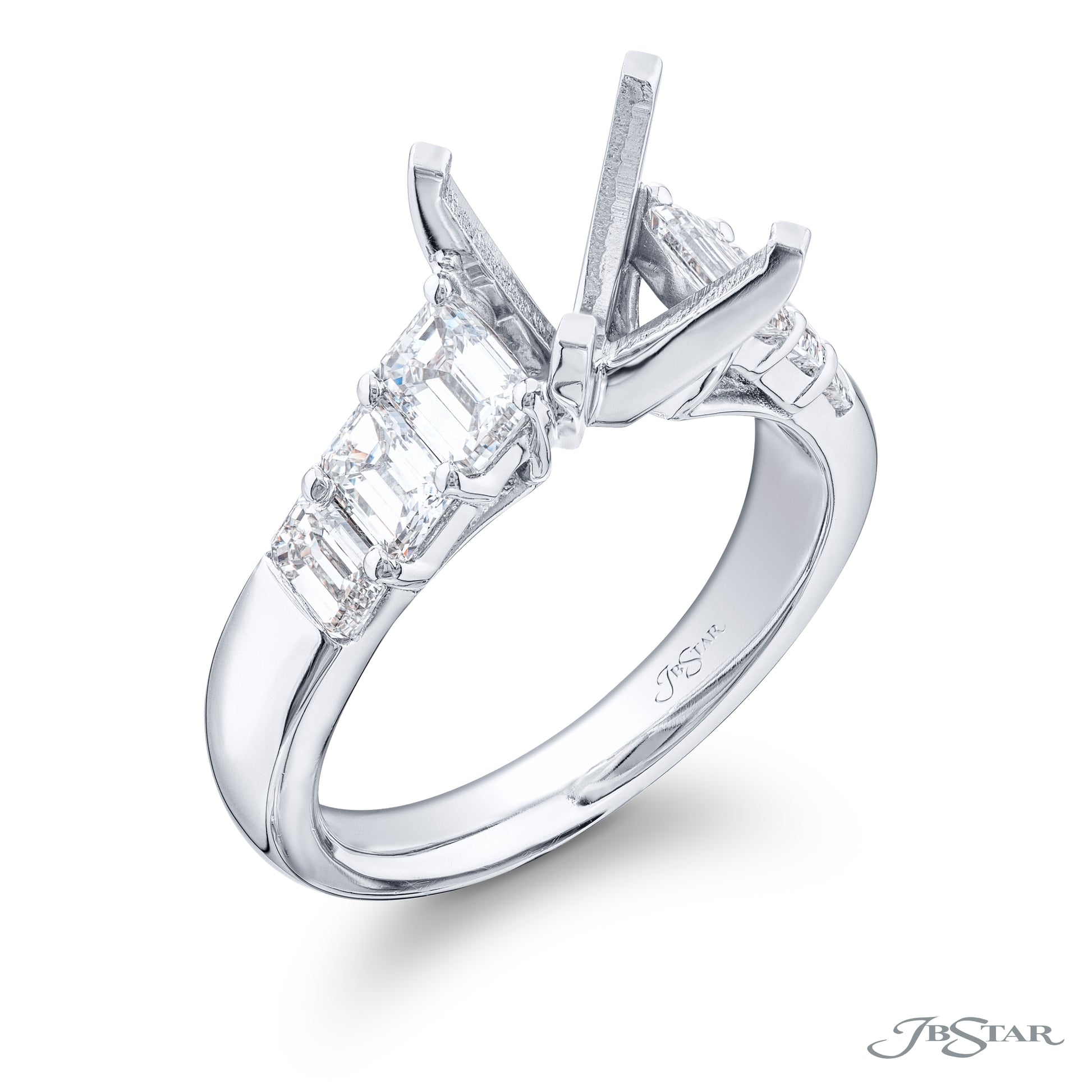 JB Star Platinum Straight Diamond Semi-Mount Engagement Ring - Diamond Semi-Mount Rings