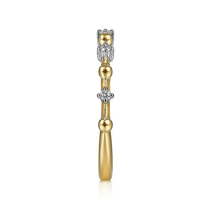 Gabriel & Co. Yellow Gold Bujukan and Diamond Station Alternating Ring - Diamond Fashion Rings - Women's