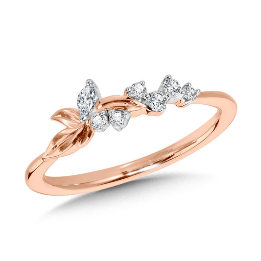 10 Karat Rose Gold Scattered Diamond Band